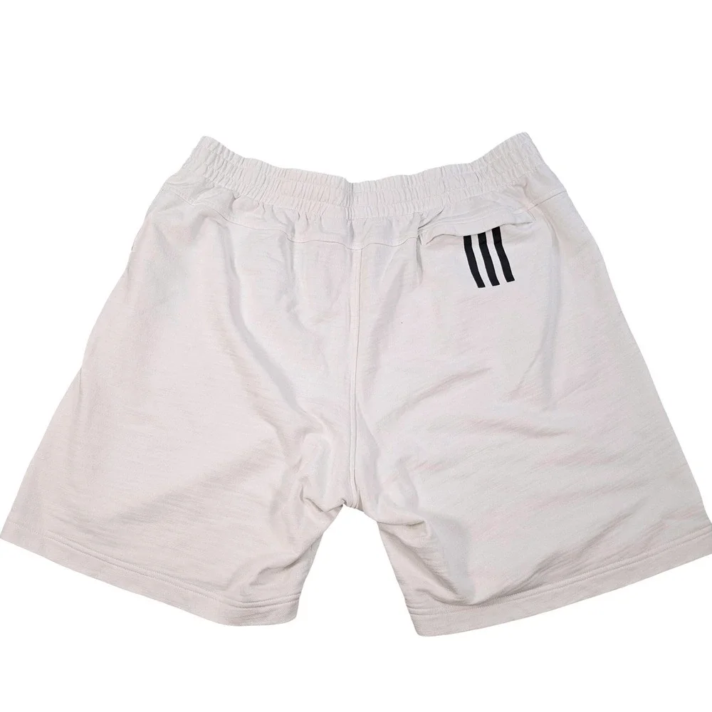Adidas Mens 2XL French Terry Shorts Cream Off-White Athletic Lounge 3-Stripe
